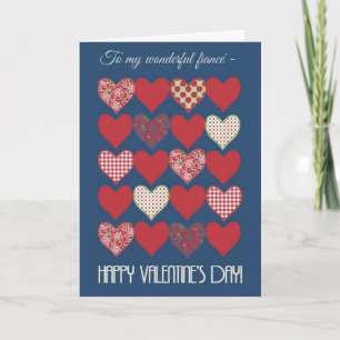 La carte de Valentine pour le fiancé, coeurs,