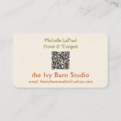 La carte de visite Ivy Barn Studio (Dos)