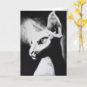 La carte de voeux d'art original Sphynx Cat Feline (Fleur jaune)