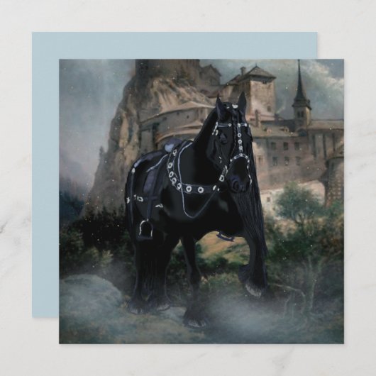 La carte de vœux du cheval médiéval (Devant / Derrière)