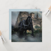 La carte de vœux du cheval médiéval (Devant/Arrière en situation)