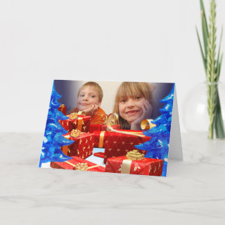 La carte de voeux rouge de photo de cadeaux