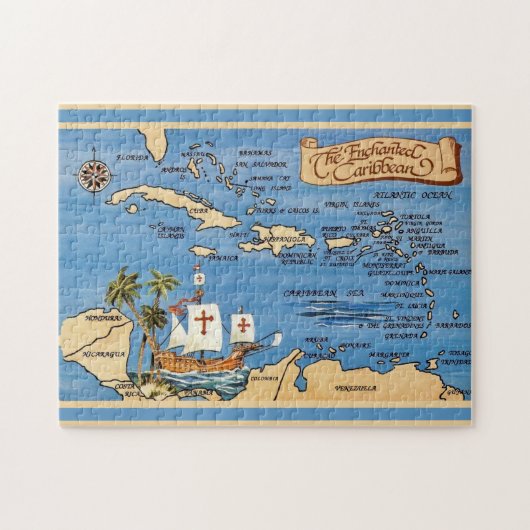 La carte des Caraïbes Puzzle 11x14 (Horizontal)