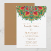 La carte d'invitation de mariage Mandala Vert (Devant / Derrière)