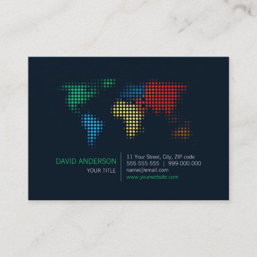 La carte du monde pointille le carte de visite (Devant)