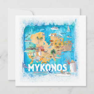 La carte illustrée de Mykonos Grèce