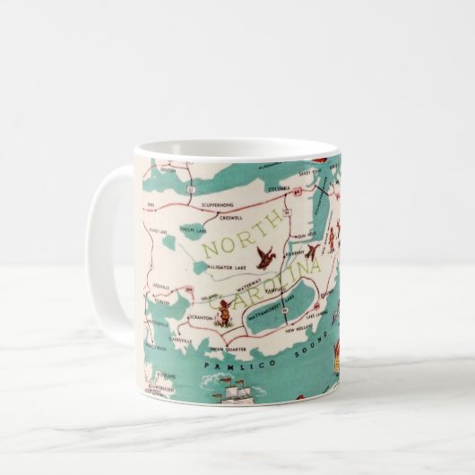 La carte illustrée des Outer Banks sur un mug (Devant gauche)