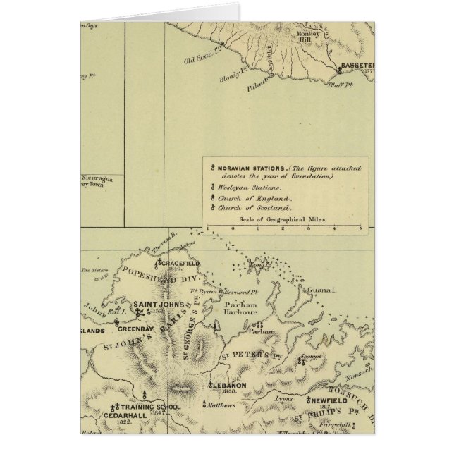 La Carte Lithographiée D'Antigua (Devant)