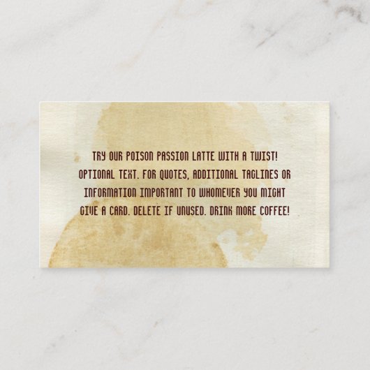 La carte perforée de tache de café (Dos)