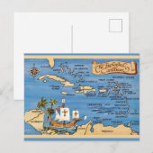 La carte postale de la mer des Caraïbes (Devant / Derrière)