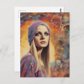 La carte postale de peinture de la dame rétro magn (Devant / Derrière)