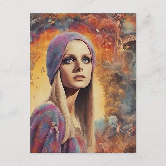 La carte postale de peinture de la dame rétro magn (Devant)