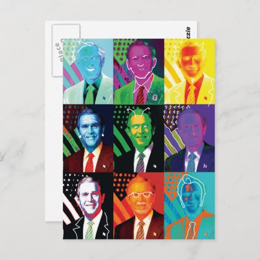La carte postale des 9 visages de Bush (Devant / Derrière)