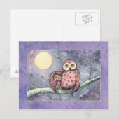 La carte postale des hiboux et de la lune (Devant / Derrière)