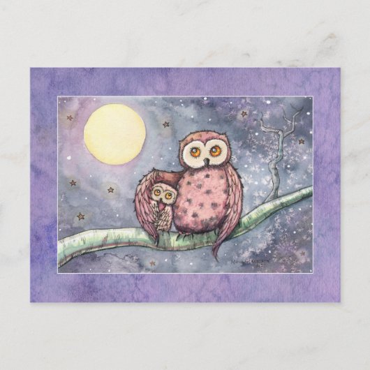 La carte postale des hiboux et de la lune (Devant)