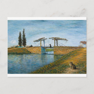 La carte postale du chat au pont de Langlois