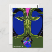 La carte postale du Coeur brûlant de Satan (vert) (Devant / Derrière)