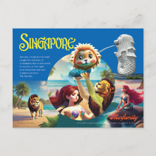 La carte postale du Merlion de Singapour