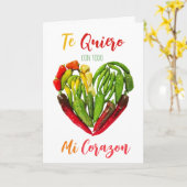 La carte postale Quiero Chili Peppers Heart Valent (Fleur jaune)