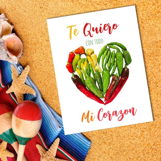 La carte postale Quiero Chili Peppers Heart Valent