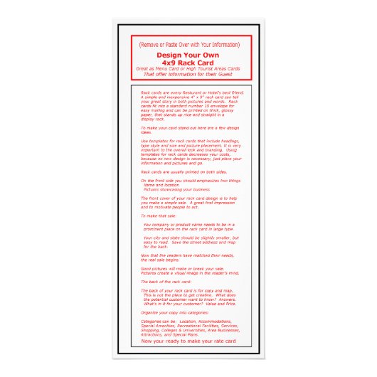 La carte Template1 de support de la série 4x9 (Devant)