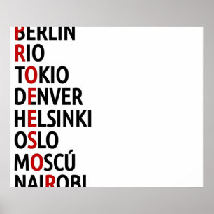 La Casa de Papel Names of Cities Poster