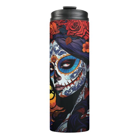 La Catrina Calavera Dag van de Dode Halloween Thermosbeker (Voorkant)