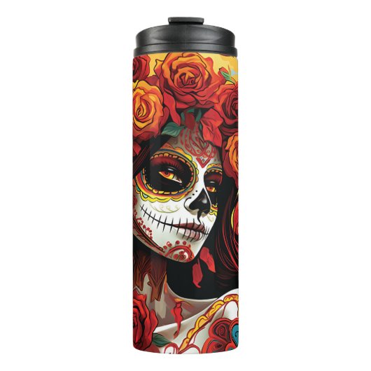 La Catrina Calavera Dag van de Dode Halloween Thermosbeker (Voorkant)