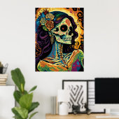 La Catrina Day of the Dead Mexican Skeleton Art Poster (Thuiskantoor)