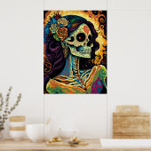 La Catrina Day of the Dead Mexican Skeleton Art Poster (Keuken)