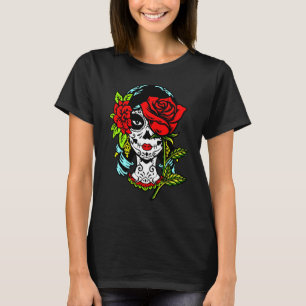 La Catrina Santa Muerte Roze Suiker Schedel Calave T-shirt
