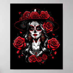 La Catrina Vrouwen Dia De Los Muertos Latina Cinco Poster