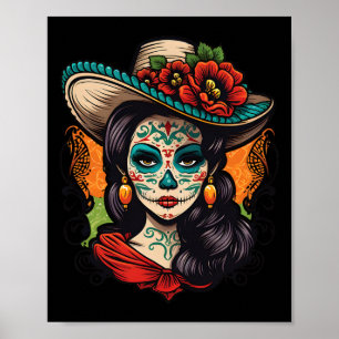 La Catrina Vrouwen Dia De Los Muertos Latina Poster