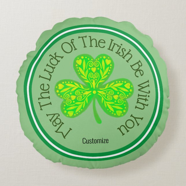 La chance du Shamrock irlandais Neon Coussin rond (Devant)