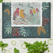 La Chanson Hiver Terre Vert Cuisine Serviettes (Plié)