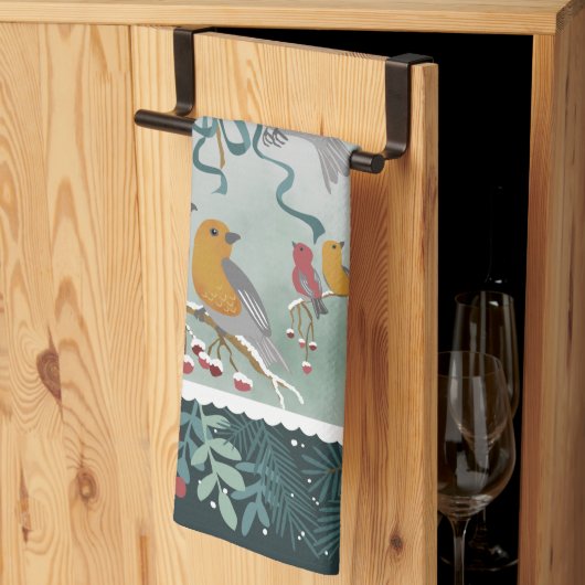 La Chanson Hiver Terre Vert Cuisine Serviettes (Pliage en tiers)