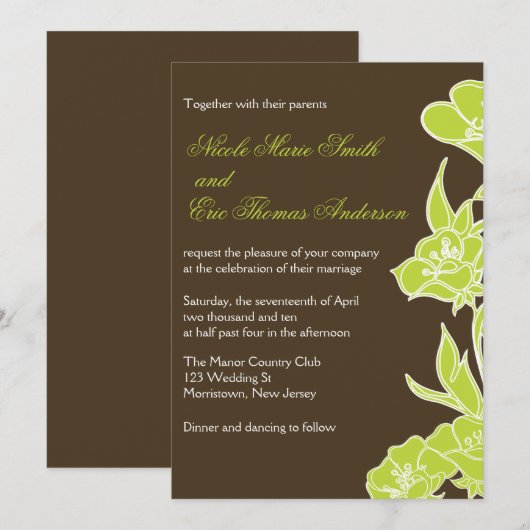 La Chartreuse et les invitations Brown de mariage  (Devant / Derrière)