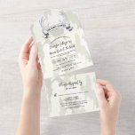 "La chasse est finie" Rustic Camo Faire-part de ma<br><div class="desc">Ces invitations de mariage romantiques pour petits budgets "La chasse est terminée" sont conçues avec une carte postale perforée RSVP facile à déchirer. Il suffit de plier chaque carte dans la forme esquissée,  puis sceller et envoyer - aucune enveloppe nécessaire pour l'expédition.</div>