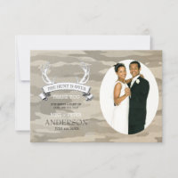 "La chasse est terminée" Merci photo Mariage Camo