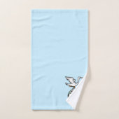 La cigogne porte un bébé garçon bleu (Serviette à main)