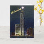 La Citadelle la nuit Carte de vœux vintage (Fleur jaune)