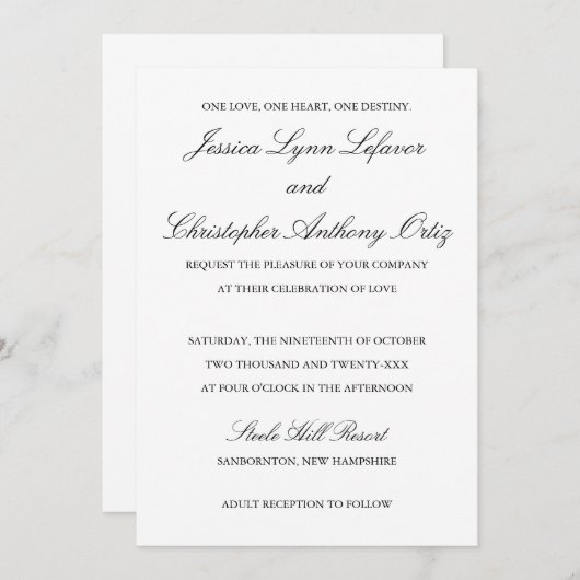 La Collection Mariage Jessica - Invitation  (Devant / Derrière)