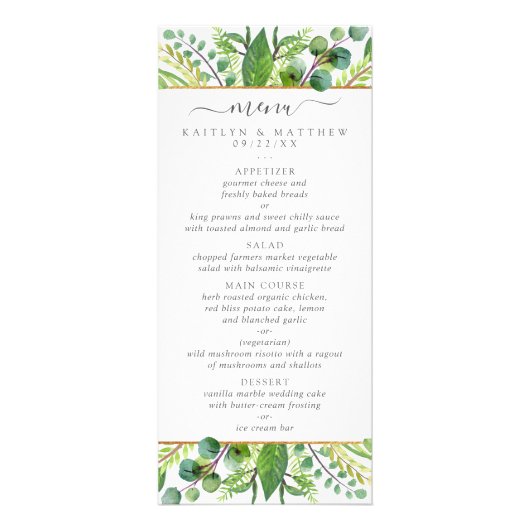 La Collection Mariage Verdure & Or - Menu (Devant)