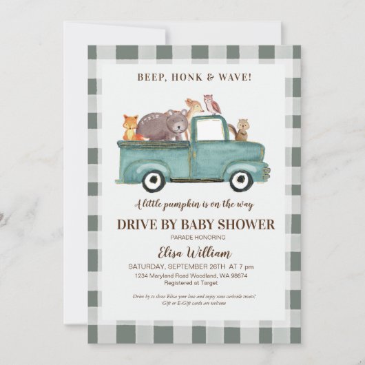 La conduite de Woodland par Baby shower Invitation (Devant)