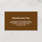 La construction de carte de visite de bricoleur (Dos)