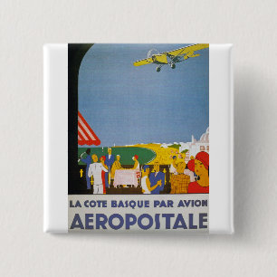 La Cote Basque Par Avion Vierkante Button 5,1 Cm