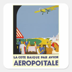 La Cote Basque Par Avion Vierkante Sticker