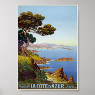 La Côte d'Azur France Affiche Vintage 1920