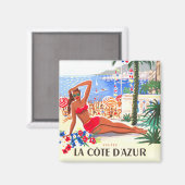 La Côte d'Azur France voyage vintage Magnet (Recto/Verso)