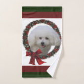 La couronne de Noël de Bichon Frise (Serviette à main)
